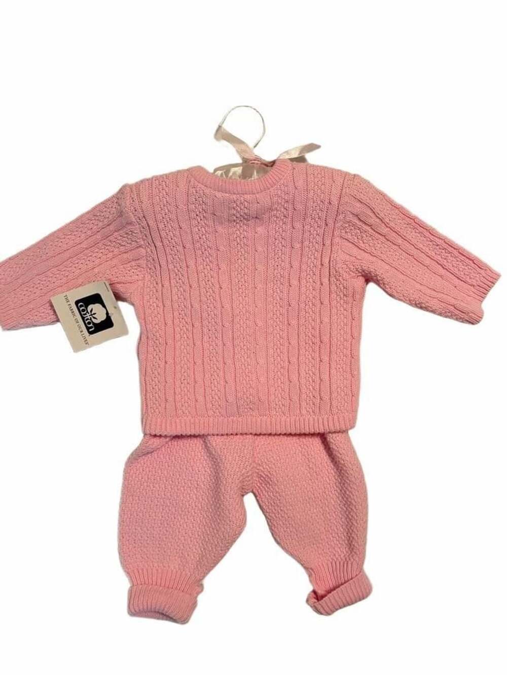Sesame Street Light Pink Knit Sweater Pant Set Size 0-3M NWT